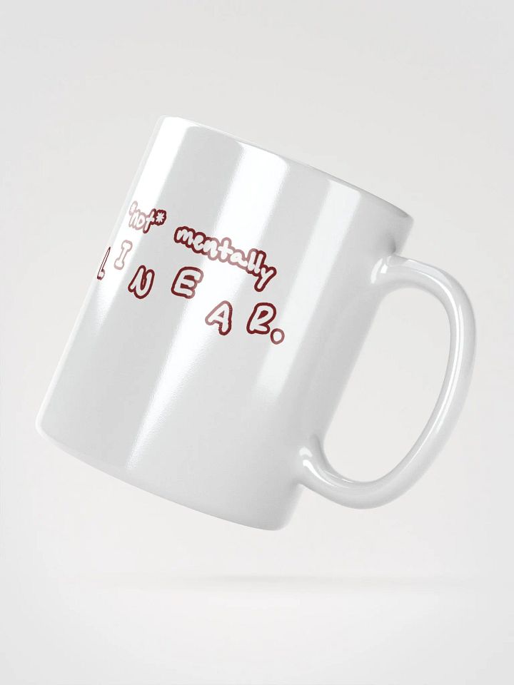 *not* mentally linear (lined design, #6D1616) glossy white mug product image (3)