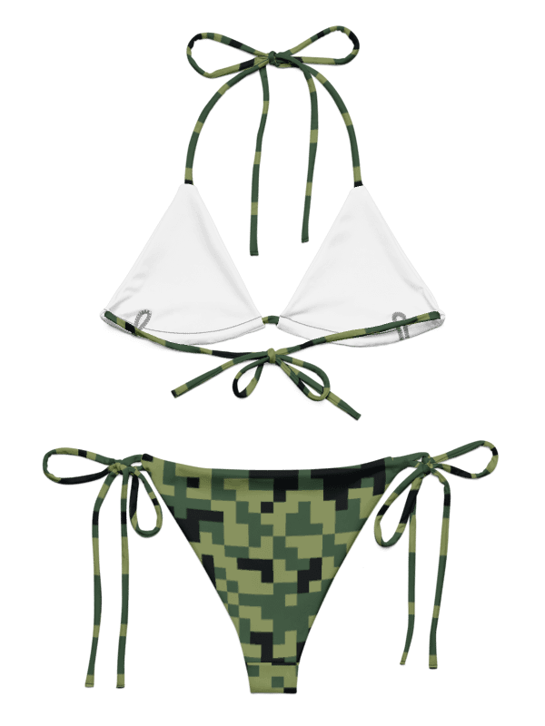 Military Green Camouflage Pixels Camo Pattern String Bikini Set product image (5)