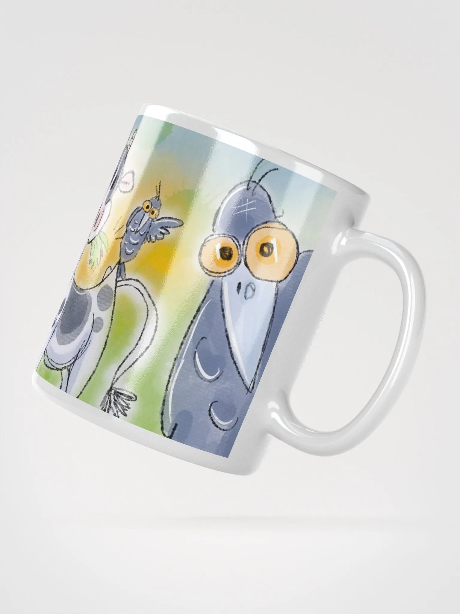 Funny Cow with Crow Friends Glossy Mug product image (4)