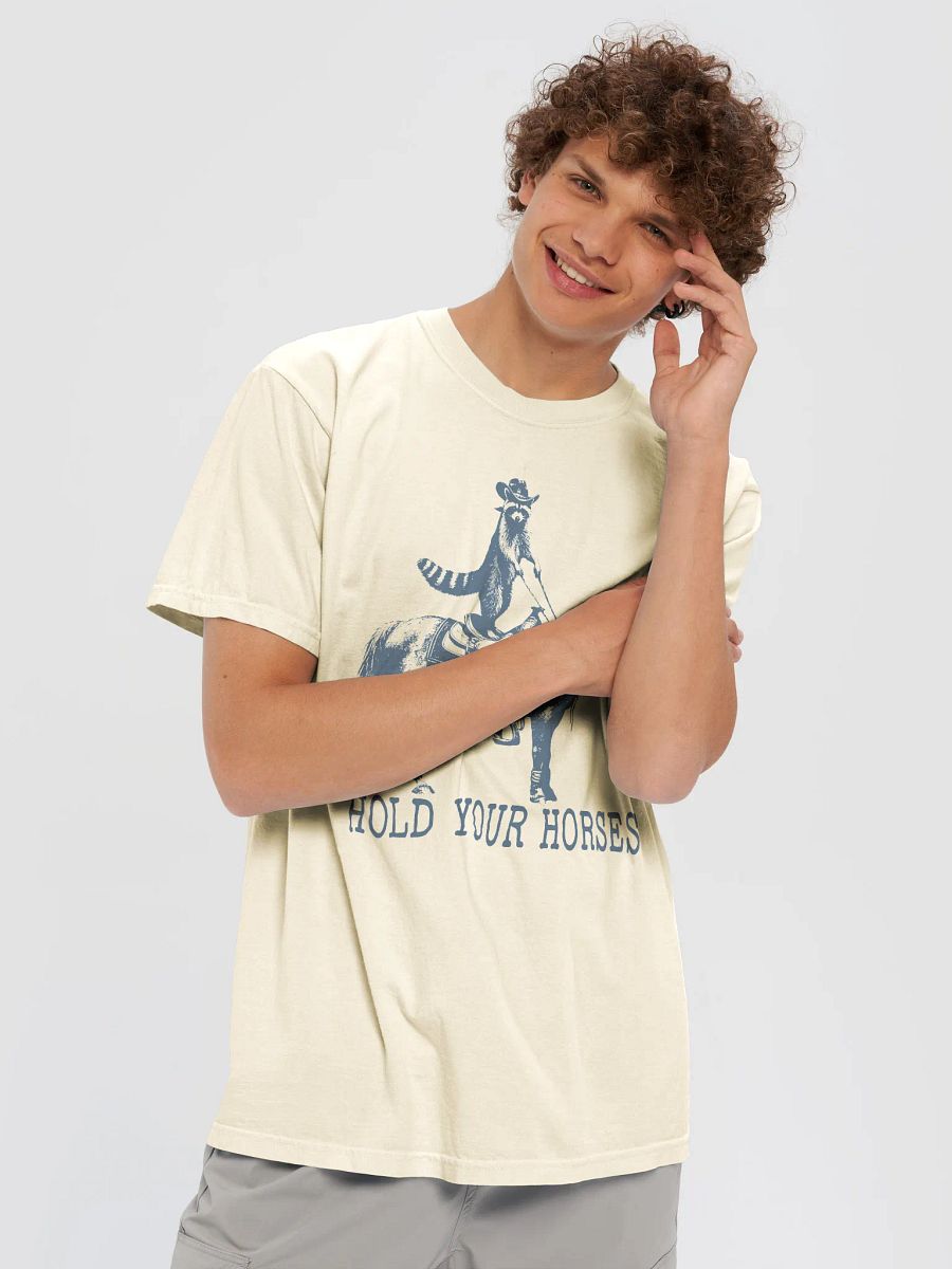 Cowboy Raccoon Hold Your Horses Tee product image (47)