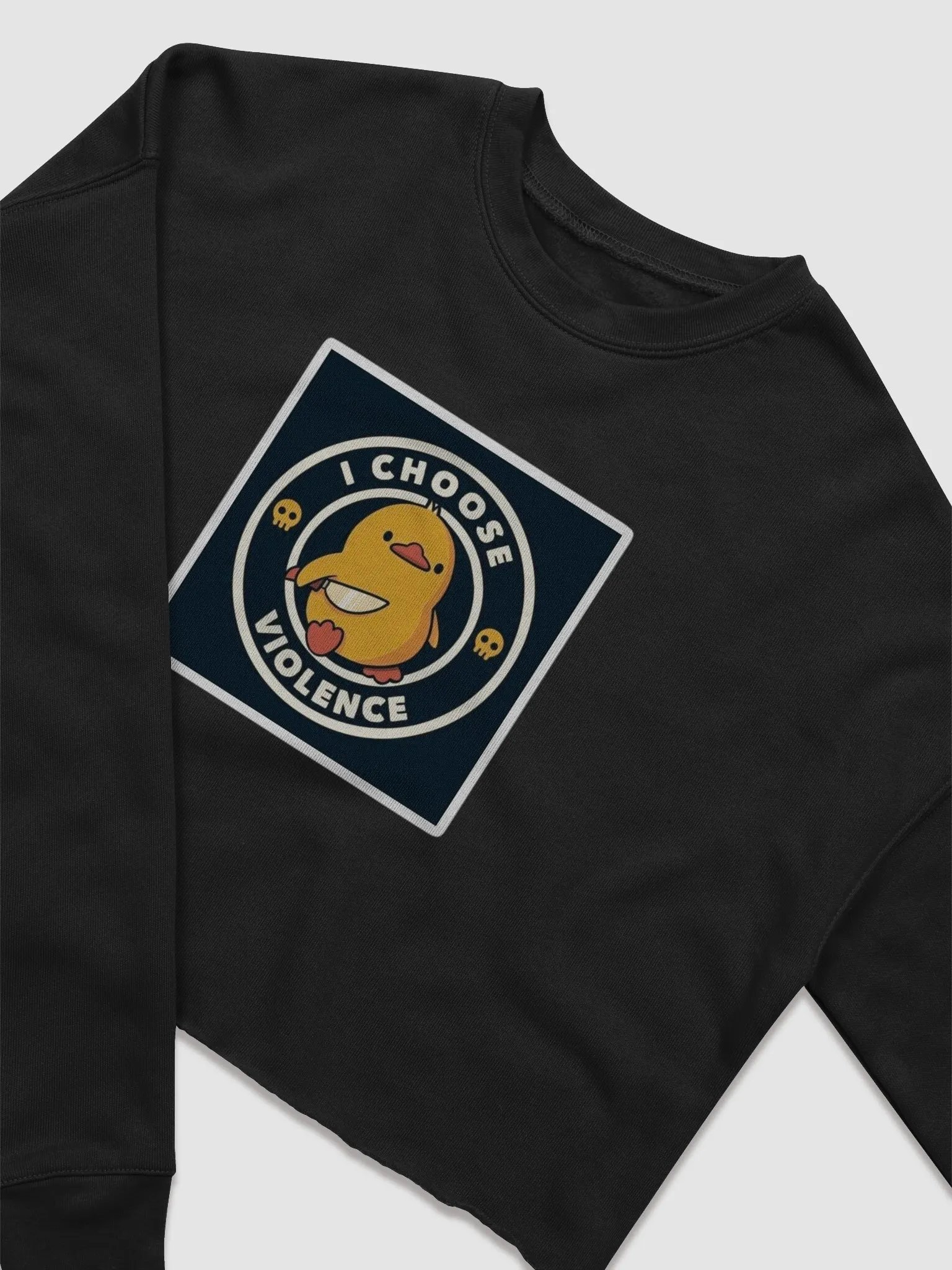 Funny Meme Duck Knife Crop Sweatshirt product image (13)