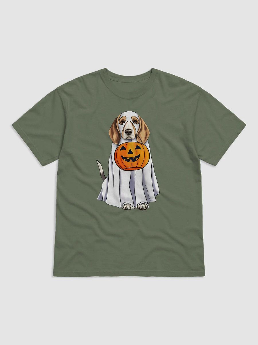 Beagle Halloween Tee | Funny Fall & Halloween Beagle Wearing a Ghost Costume with Pumpkin Basket product image (2)
