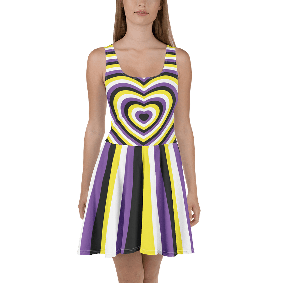 Non-binary Pride Hearts Skater Dress product image (2)