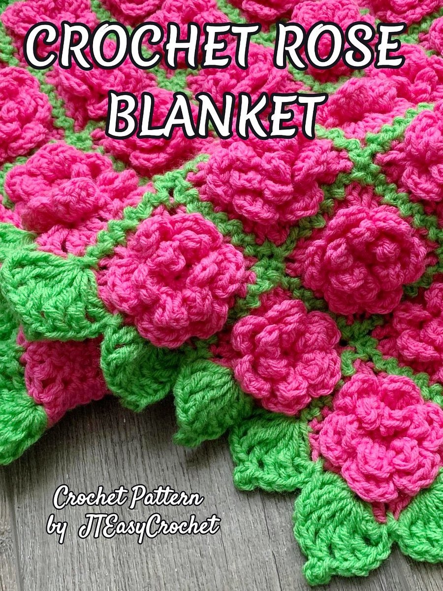 Victorian Style Rose Flower Baby Blanket Crochet Pattern, Crochet Motif Boho Throw Blanket or Nursery Rug product image (7)