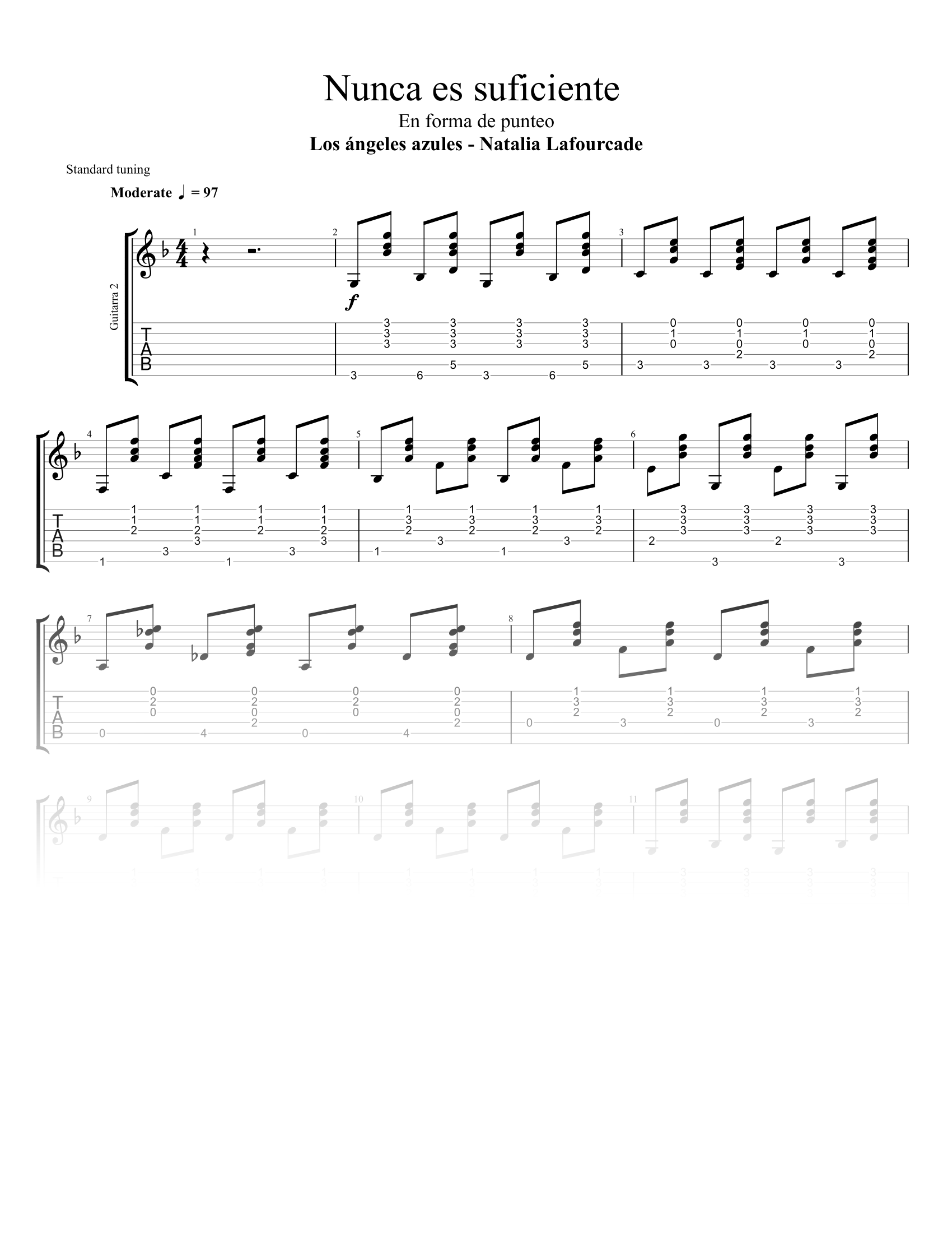 Nunca es suficiente - Punteo - Partitura + Tab + Acordes product image (2)