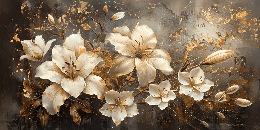 Vintage Gold Lilies Frame TV Art - No Frame, Digital Download product image (1)