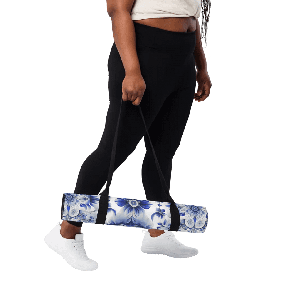 Yoga Mat with Intricate Blue and White Floral Pattern product image (6)
