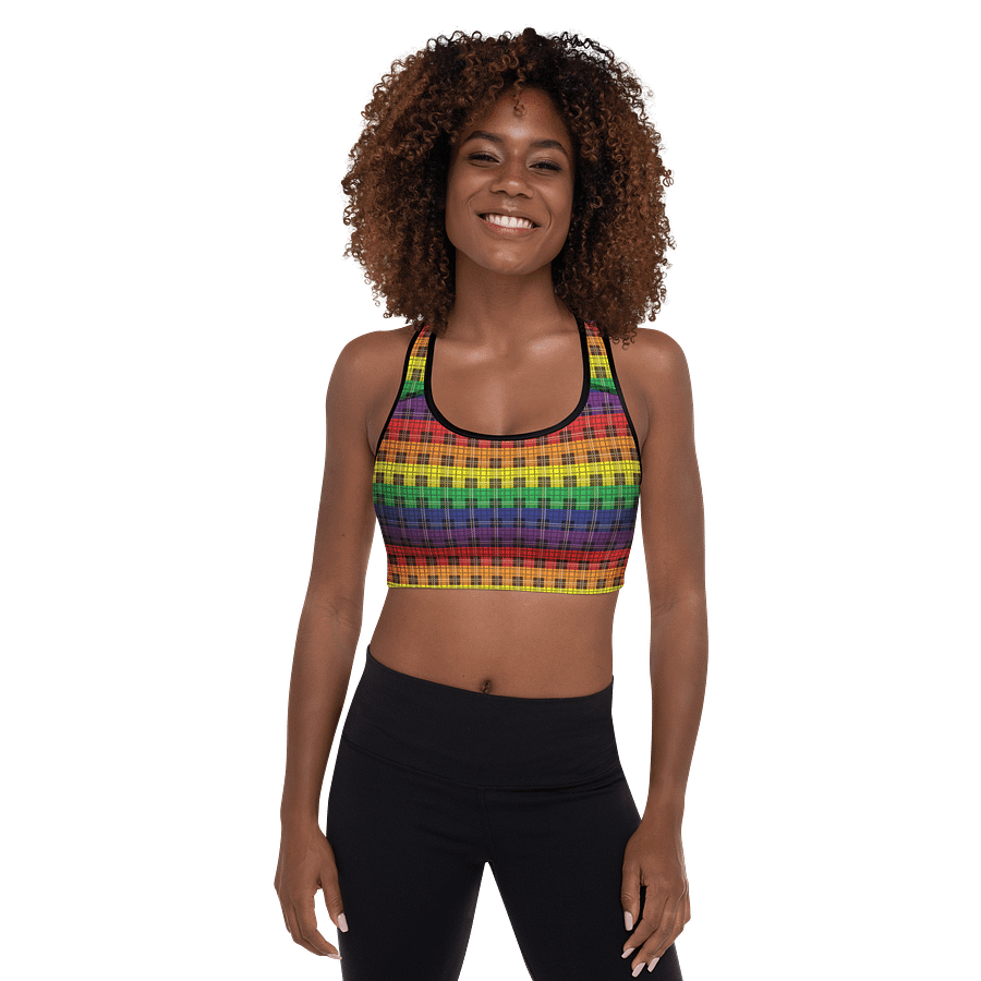 Rainbow Pride Plaid Padded Sports Bra product image (4)