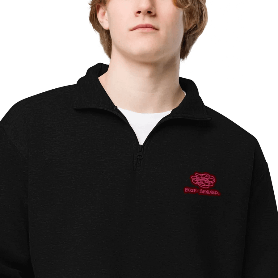 BUSY-BRAINED (rose design) embroidered quarter zip product image (5)