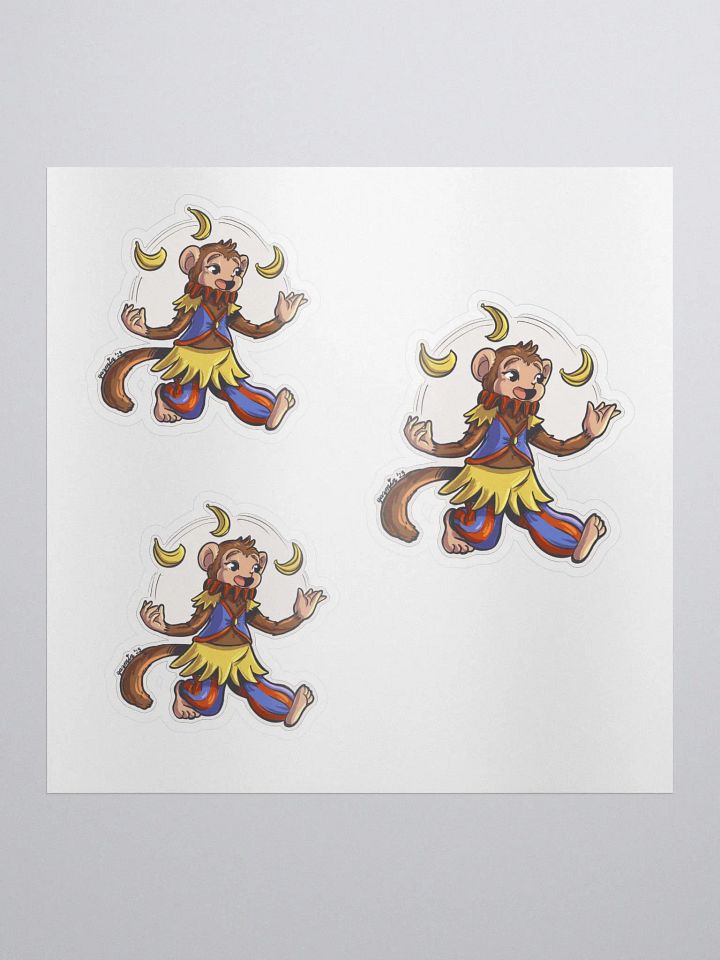 Banana-Juggling Monkey Jester Sticker Set - Whimsical Circus Decals product image (1)