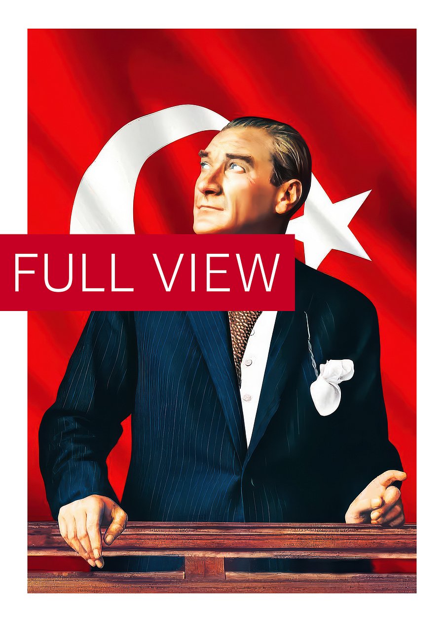 Ataturk Poster with border, Turkey art — Mustafa Kemal Ataturk print product image (4)