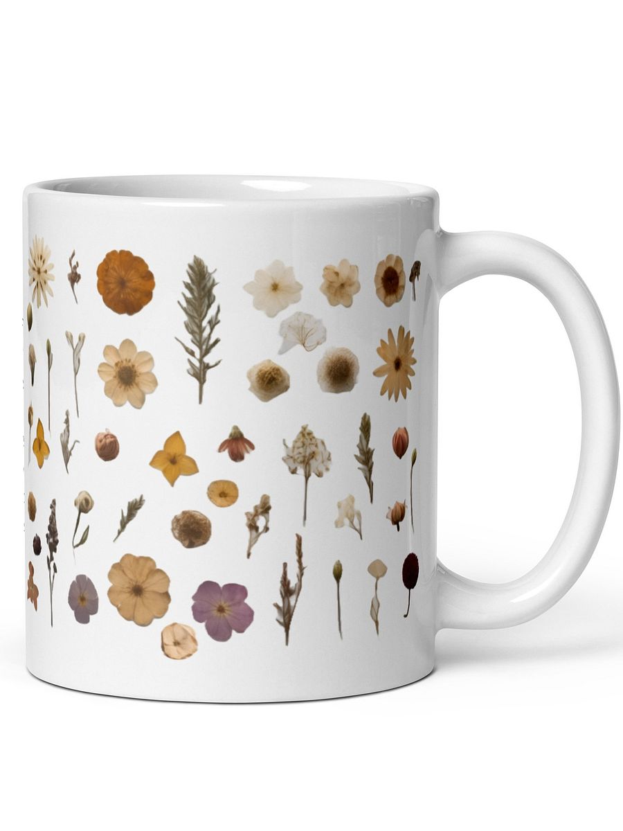 Personalized Pressed Flowers White Glossy Mug product image (4)