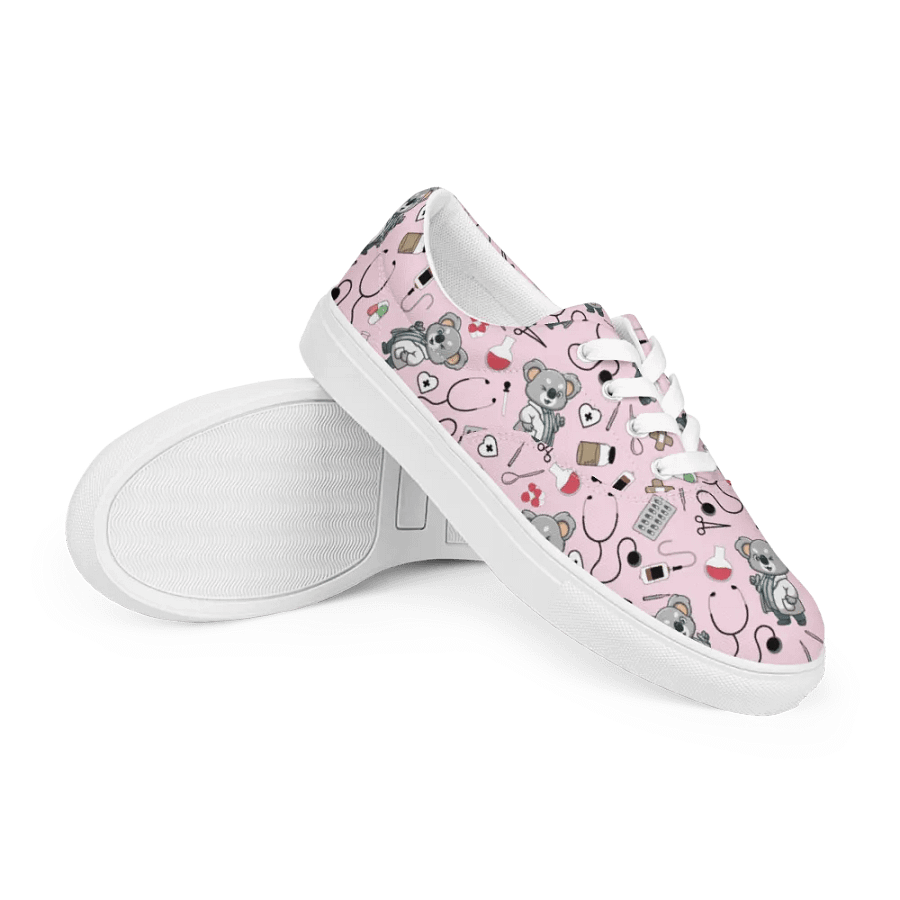 Cute Medical Koala Lace-up Canvas Shoes (Pink) product image (7)