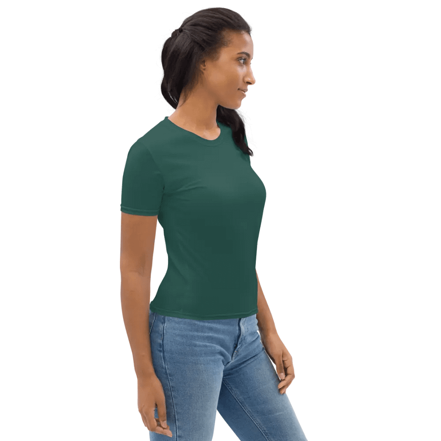 Plain Dark Green Soft Summer Women's Crewneck Polyester Heavyweight Premium T-Shirt by Treasure Pie product image (8)