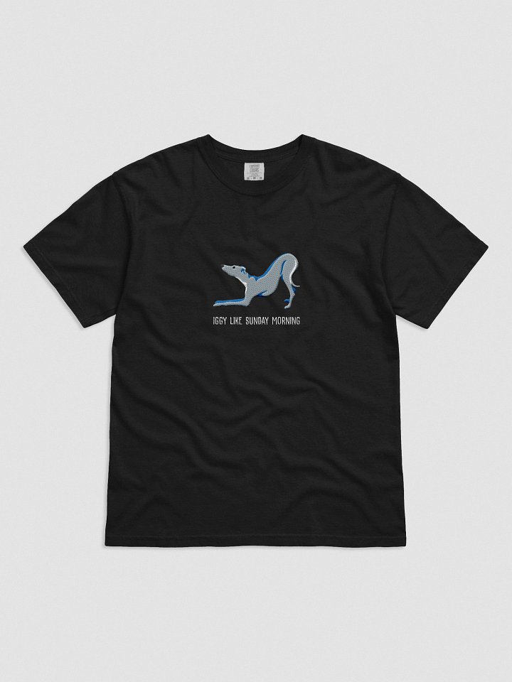 Iggy Like Sunday Morning T-Shirt(Embroidered) of an Italian Greyhound(Blue) product image (6)