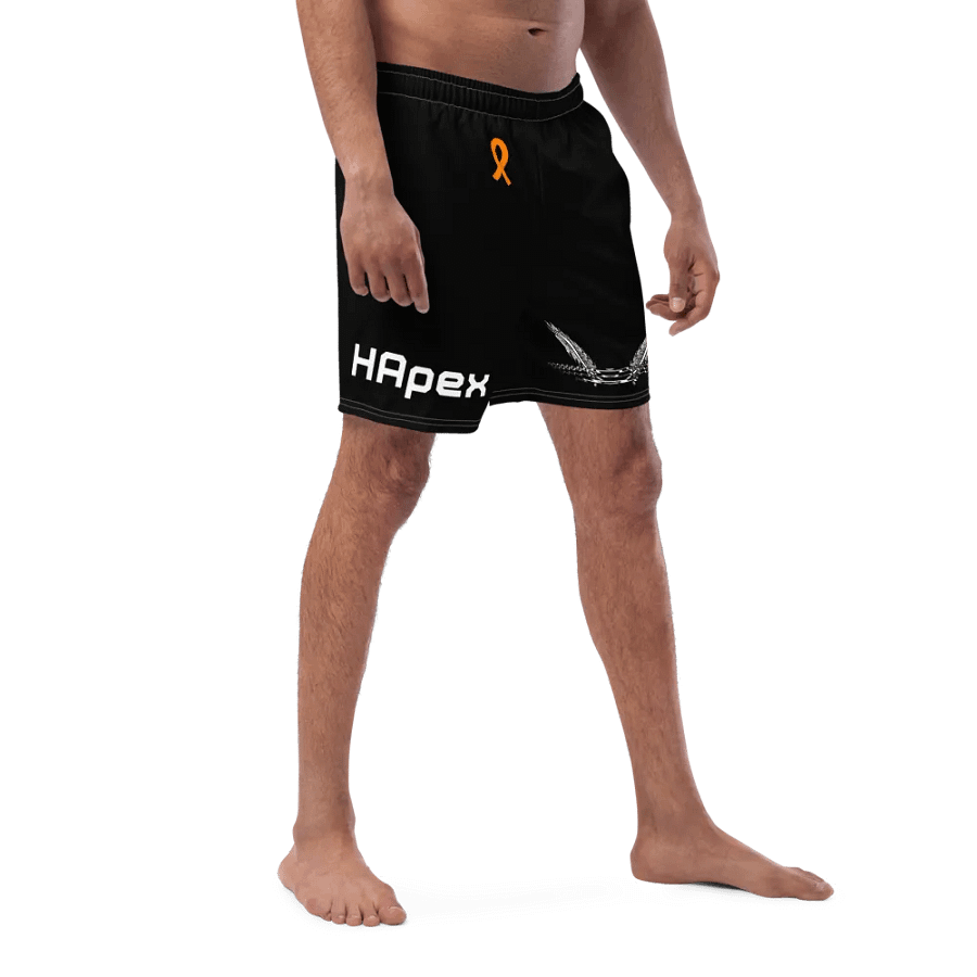 White HApex Gear White Logo Cancer Awareness Orange Ribbon. Black Swim Trunks product image (8)