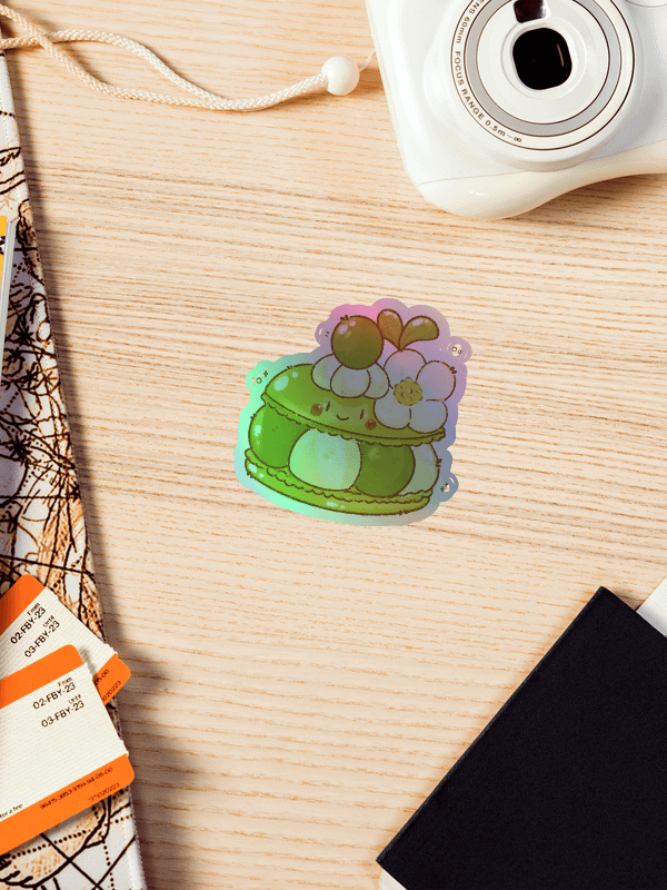 Sweet & Silly – Green Macaron Holographic Sticker product image (1)
