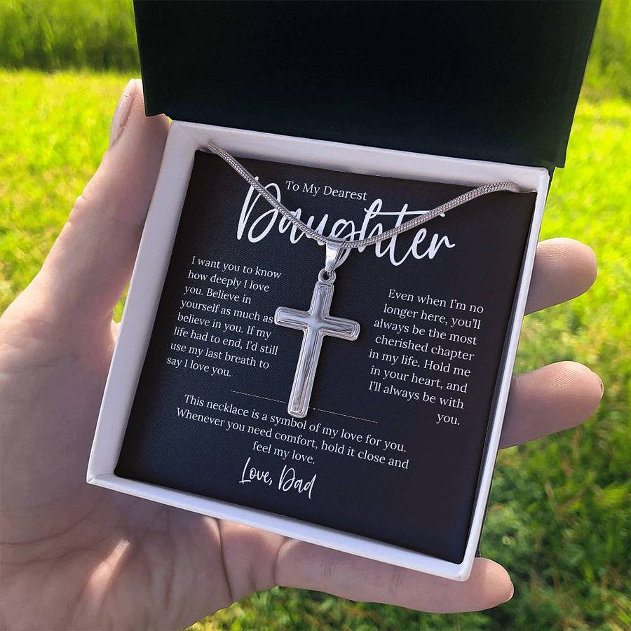 Daughter Cross Necklace From Dad - Believe In Yourself product image (3)