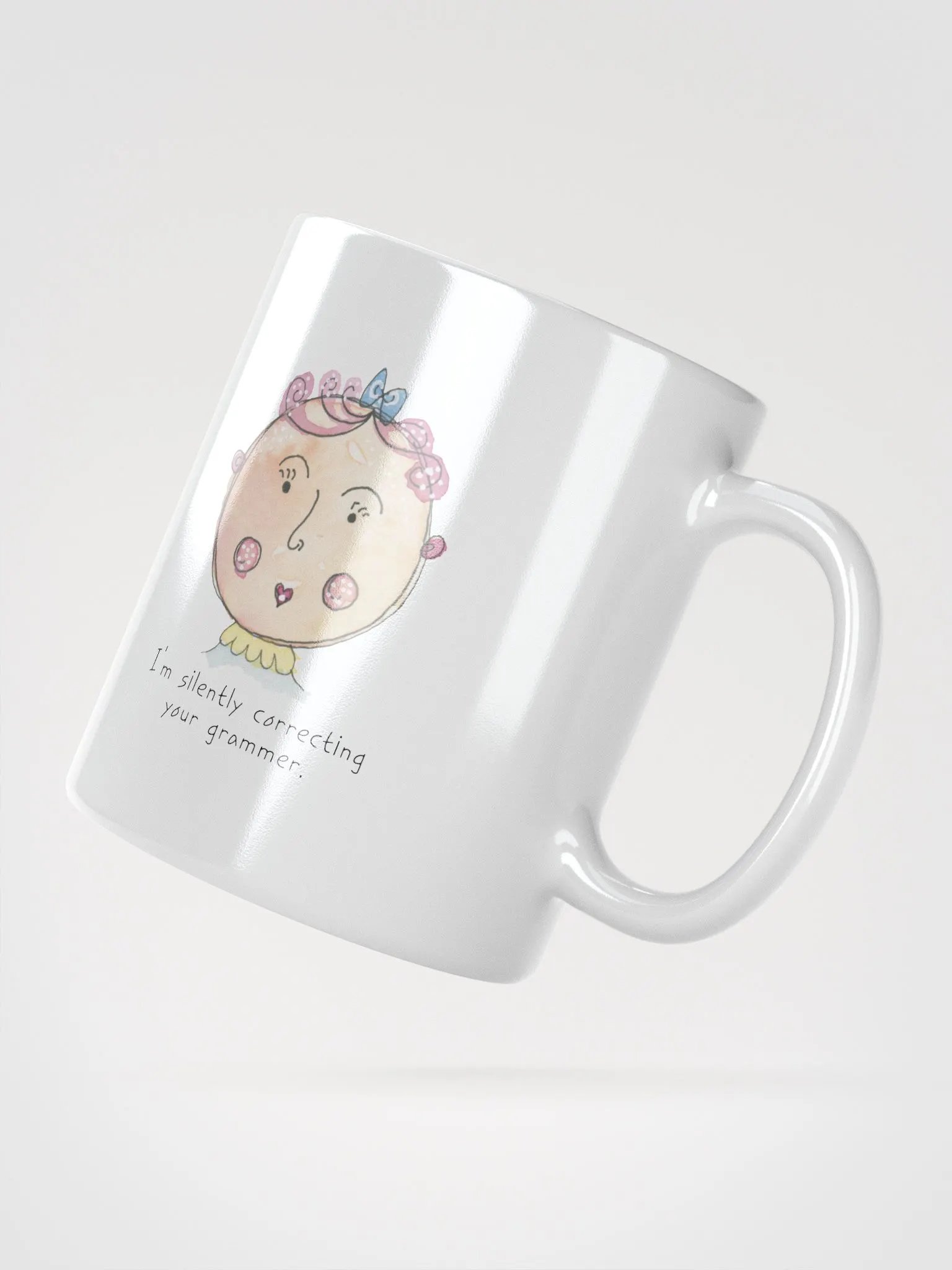 Whimsical Faces I'm Silently Correcting Your Grammar White Glossy Mug product image (4)