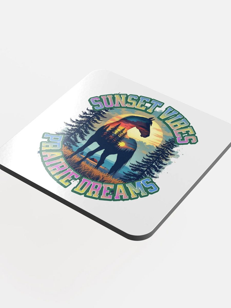 Sunset Vibes Prairie Dreams Horse Silhouette Cork Coaster product image (1)