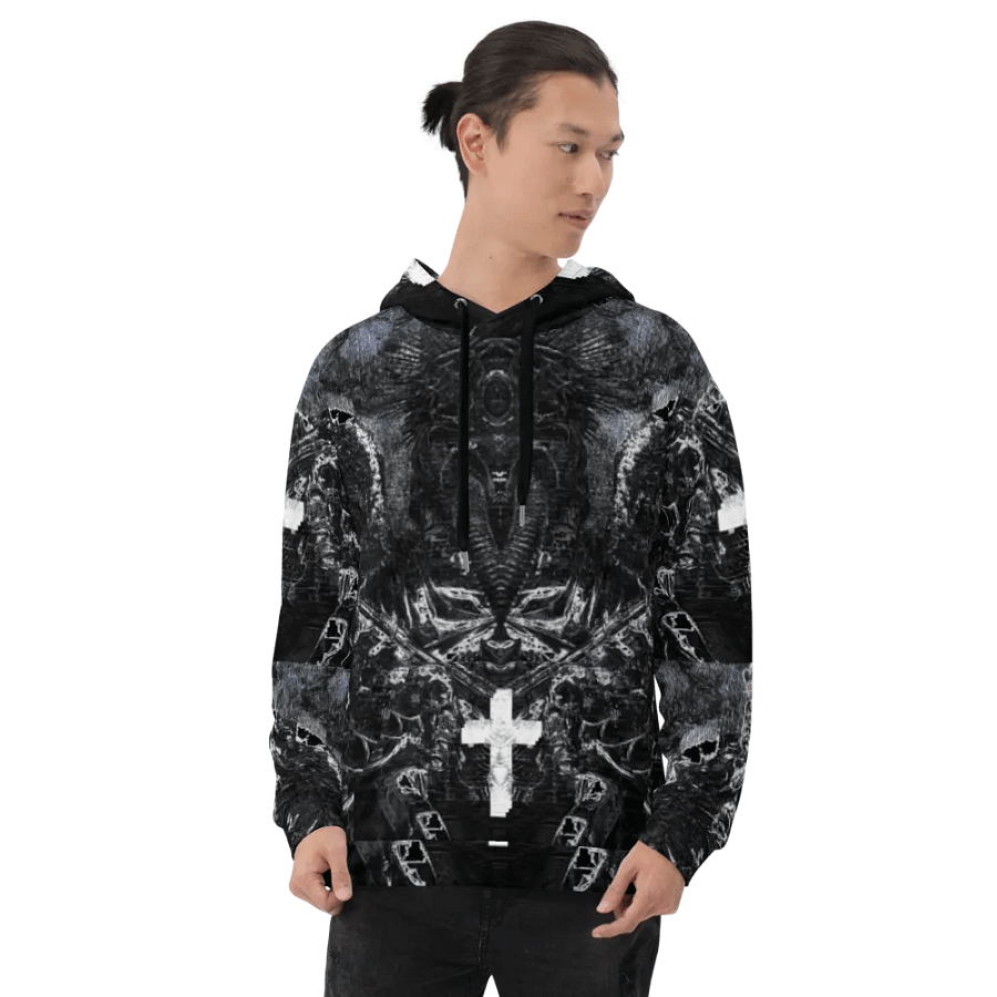 Gothic Cruciform Angel Unisex AOP Hoodie product image (8)