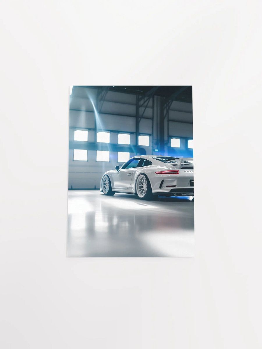 White Porsche 911 GTS parked in a white hall product image (43)