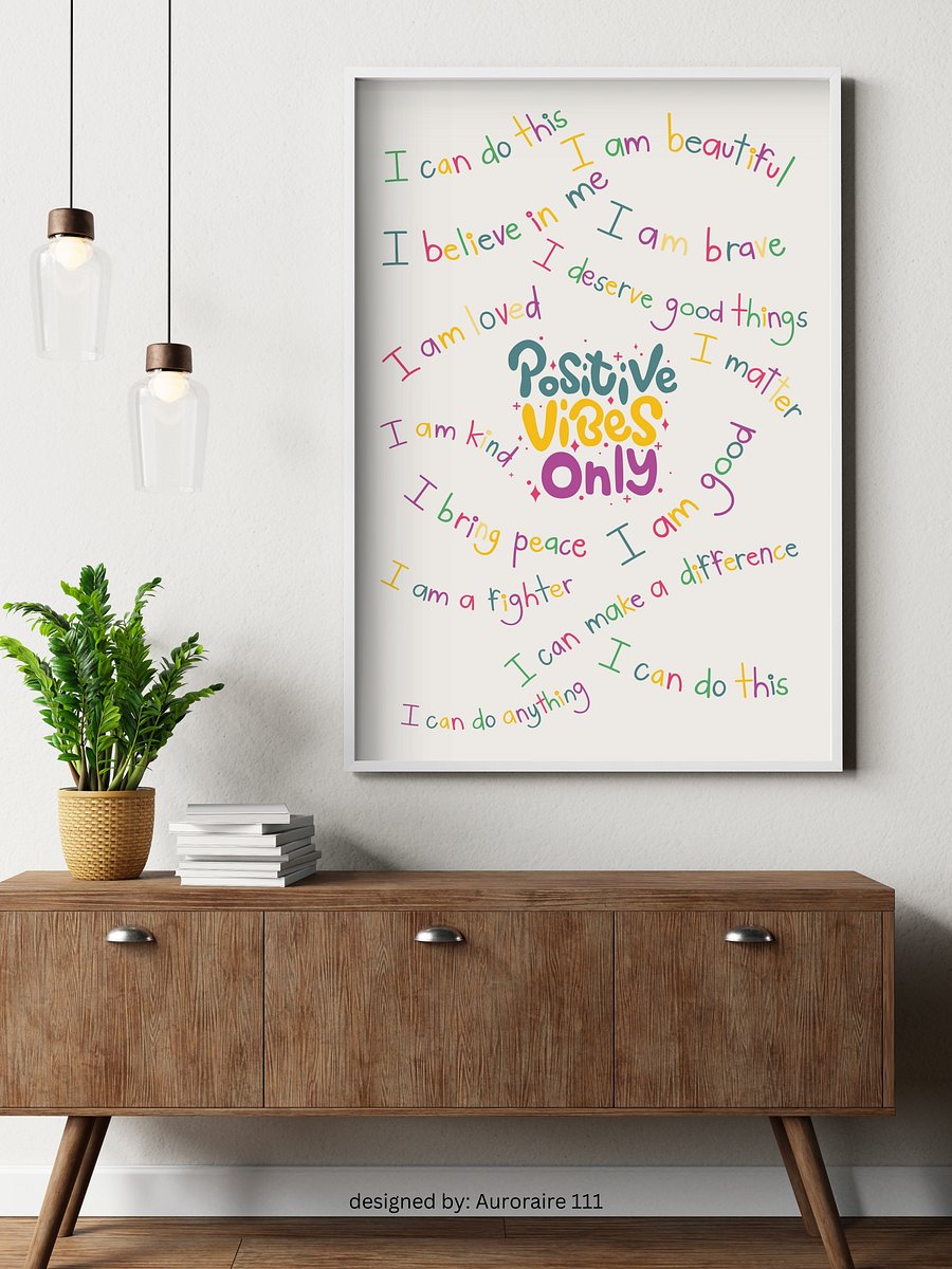 Positive Vibes Only - Printable Wall Art | Digital Poster Download | Multiple Sizes Included product image (7)