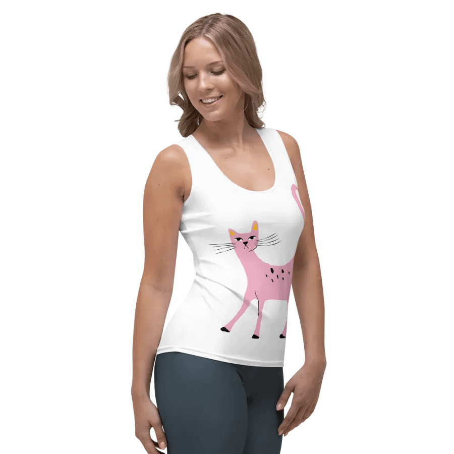 Stylish Pink Cat Tank Top product image (6)
