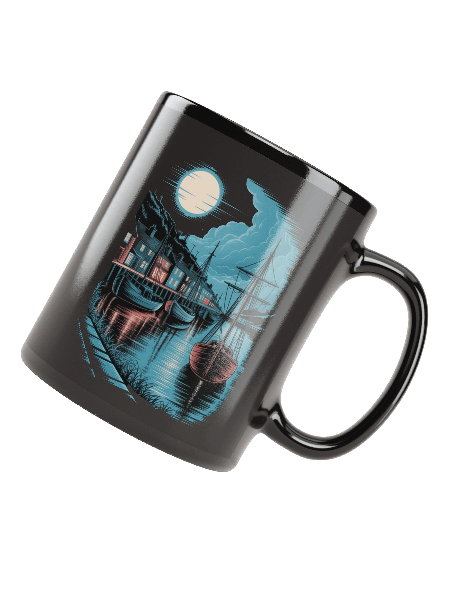 Moonlit Cornish Harbour Mug product image (8)