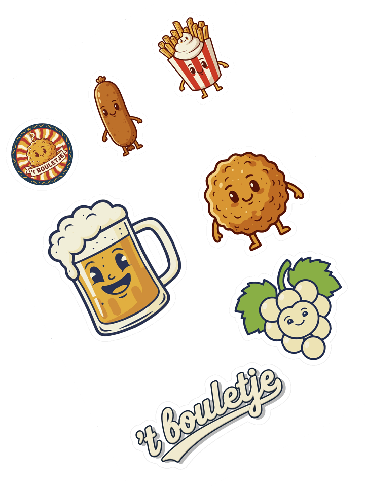 't Bouletje Sticker Sheet - Belgian Frituur Snack Art - Ghent Local Design product image (1)
