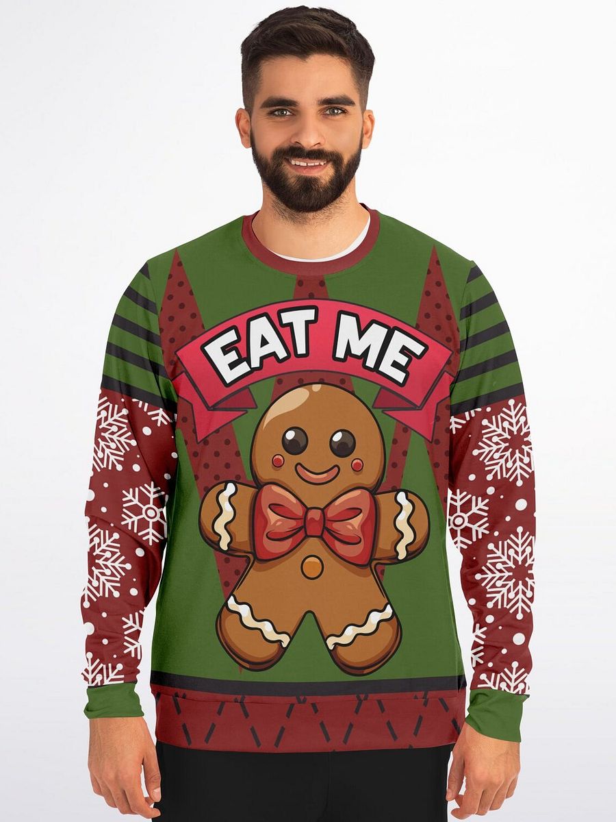"Eat Me" Gingerbread Man Christmas Sweater | Funny Flirty Holiday Sweatshirt | Humorous Christmas Party Winter Outfit product image (1)