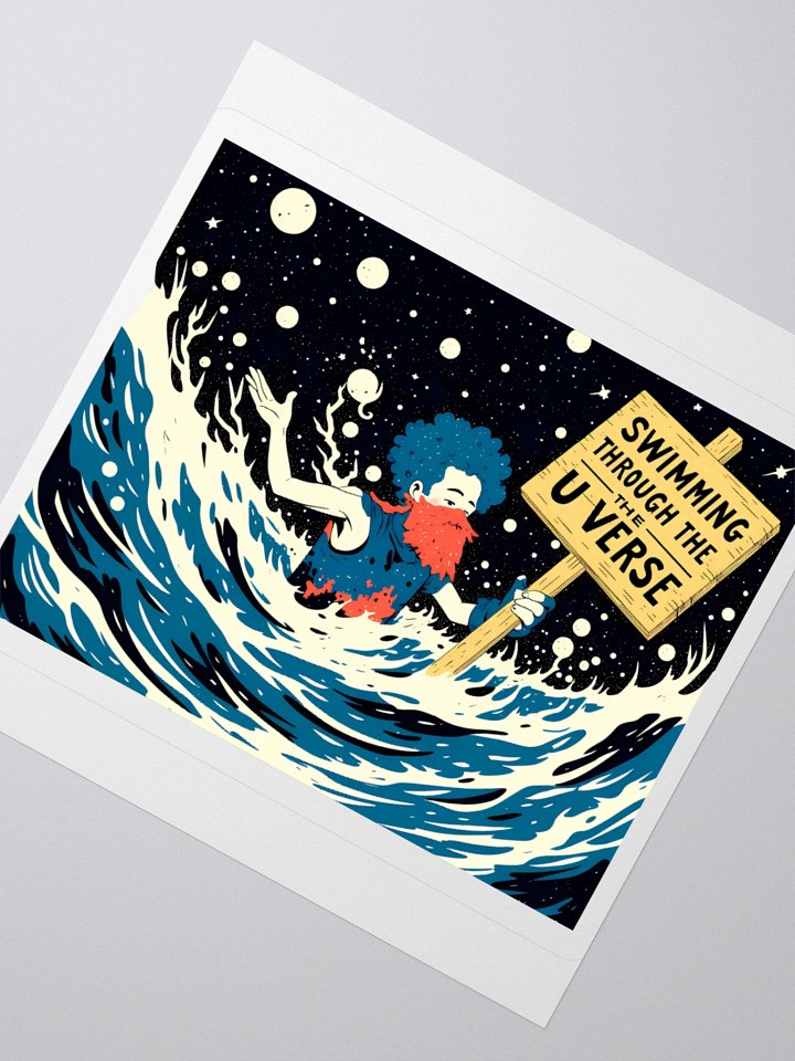 Underwater Cosmic Protest: Swimming Through the U Verse Sticker product image (5)