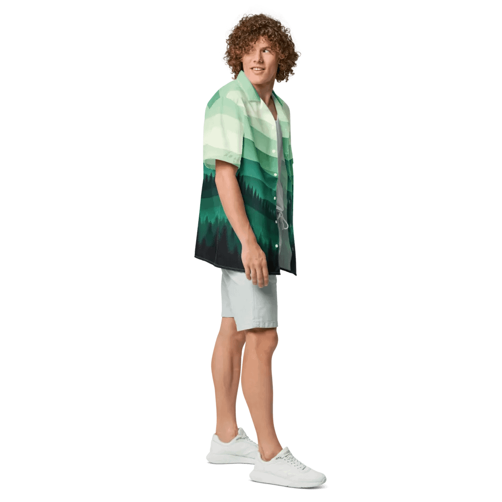 Men's Full-Print Green Hawaiian Shirt product image (2)