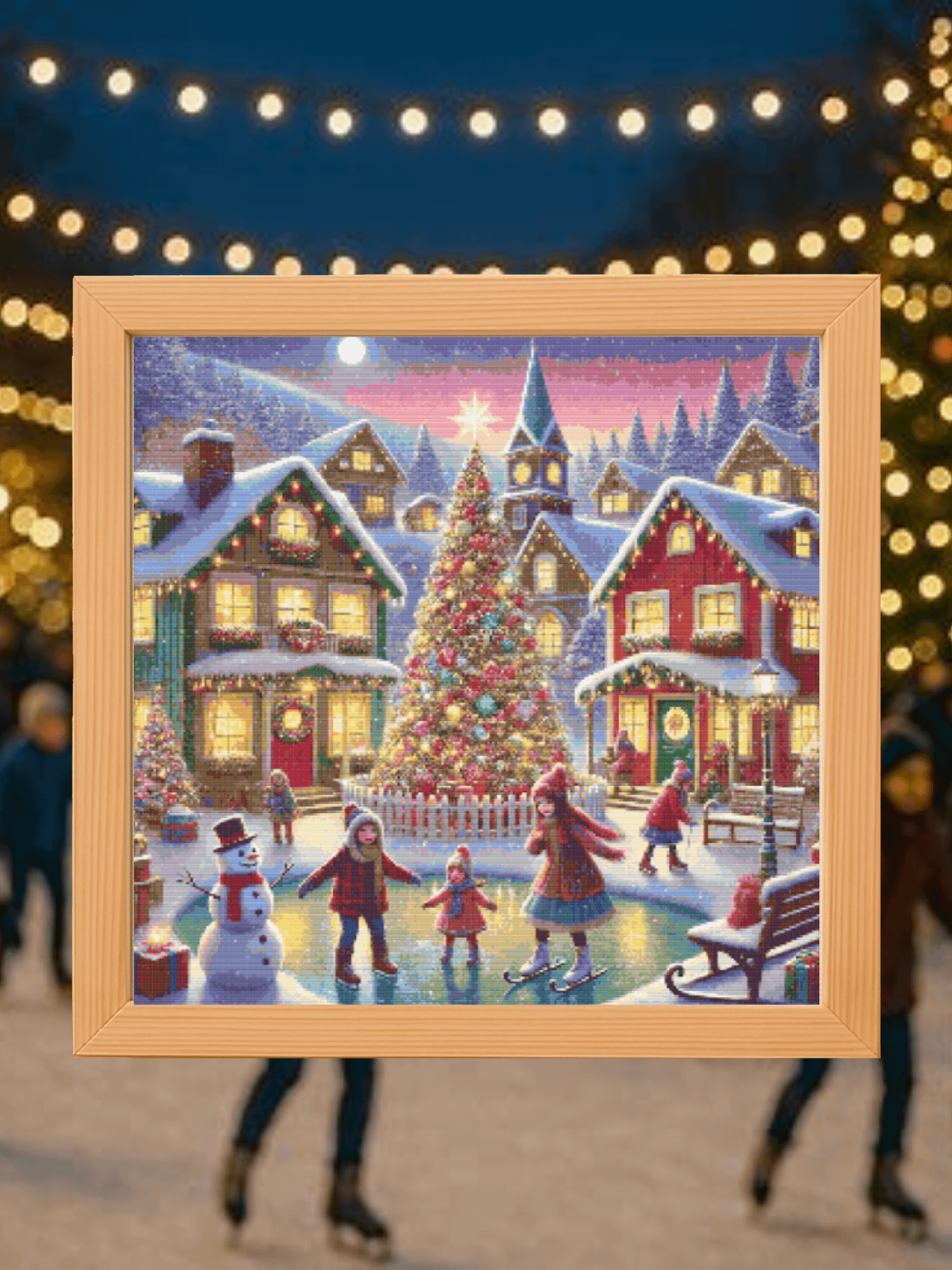 Ice Rink Village Cross Stitch Pattern product image (1)