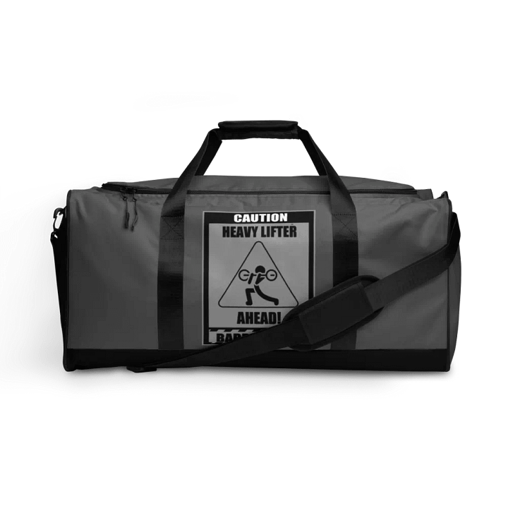Caution Heavy Lifter Ahead-Barbell Zone Duffle Bag (Gray) product image (1)