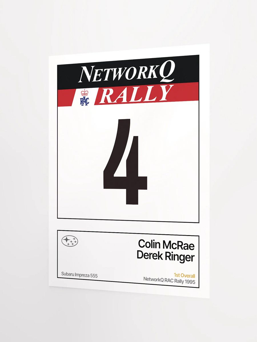 A3 Poster / Colin McRae / NetworkQ RAC Rally 1995 Number 4 product image (2)