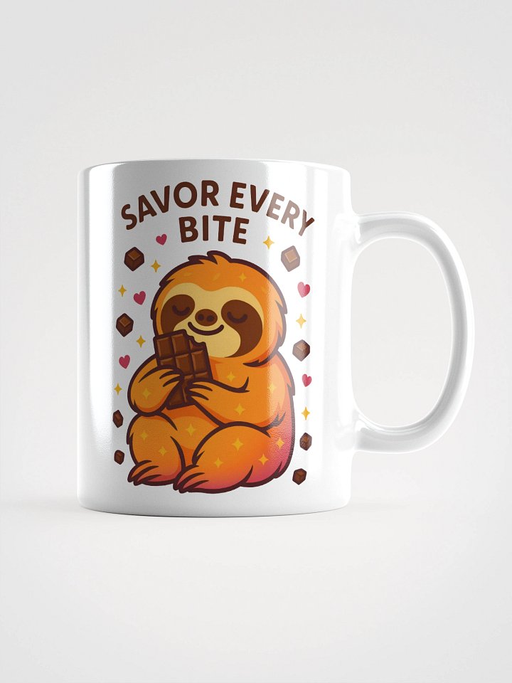 Savor Every Bite Mug – Adorable Sloth with Chocolate Bar for Slow, Sweet Moments product image (1)