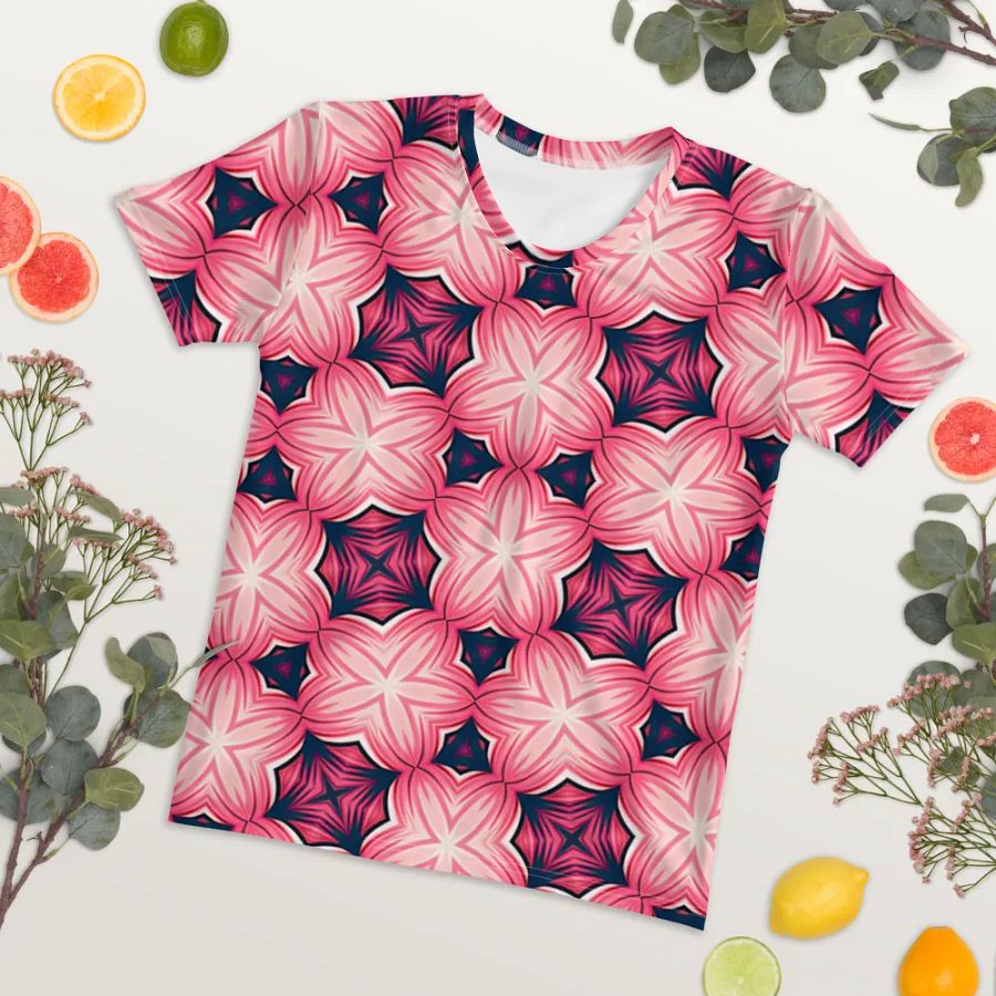 Soft Pink and Blue Geometric Print Top product image (5)