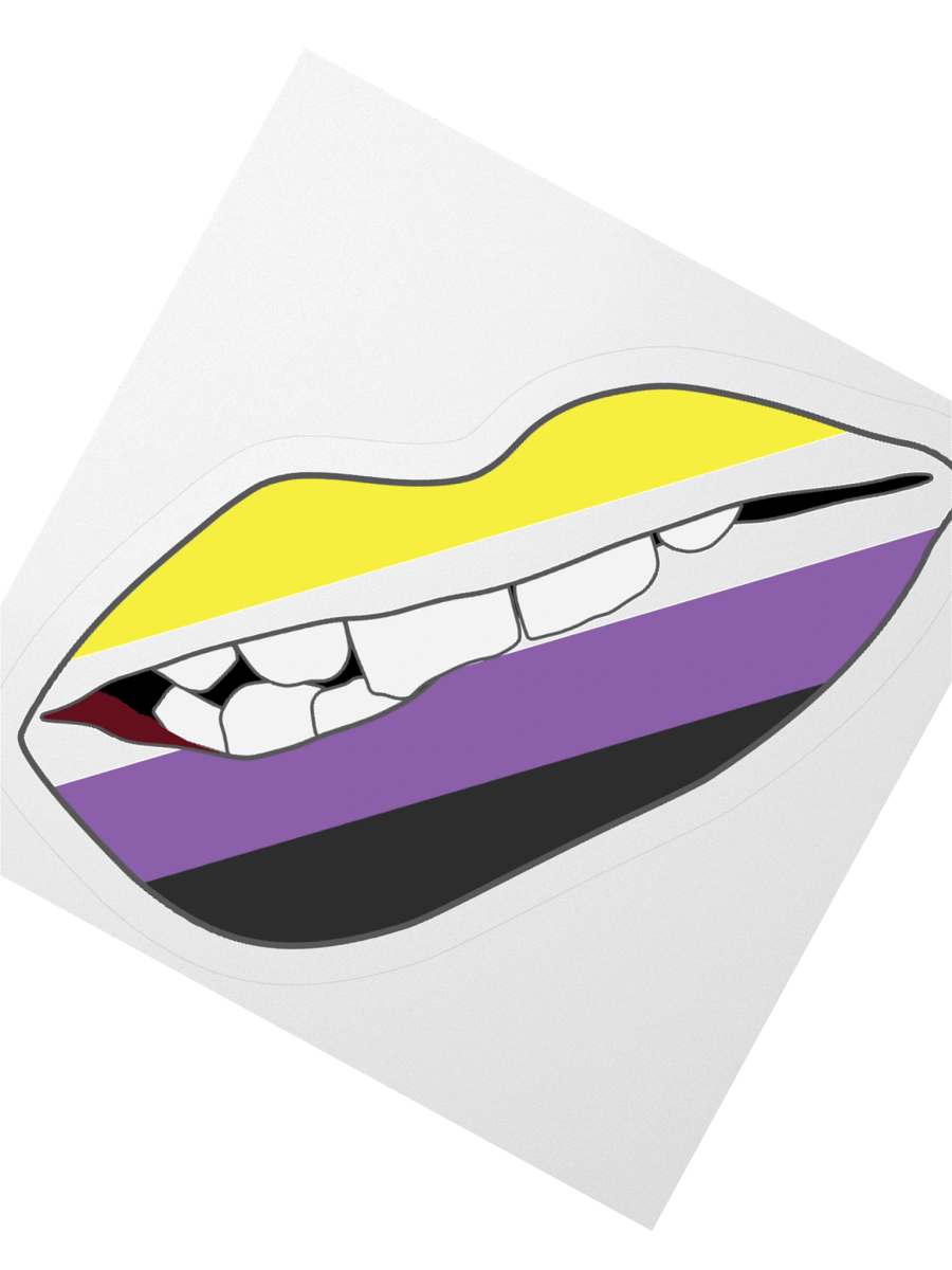 Non-binary Pride Flag Biting Lips Sticker product image (5)