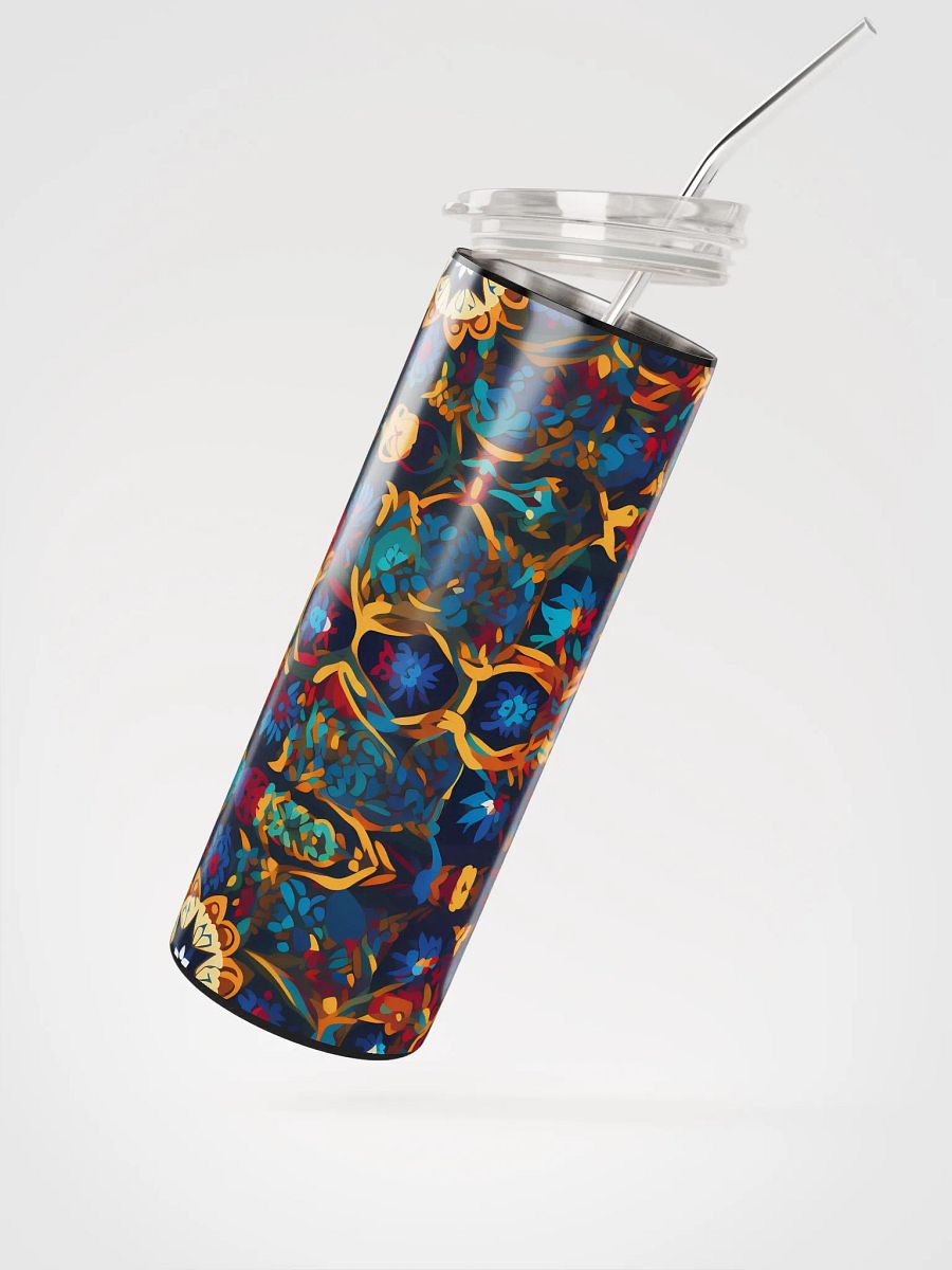 Colorful Pattern, Rich, Deep, Blues, Reds Yellows, and Oranges Skinny Tumbler with Straw, 20oz product image (3)