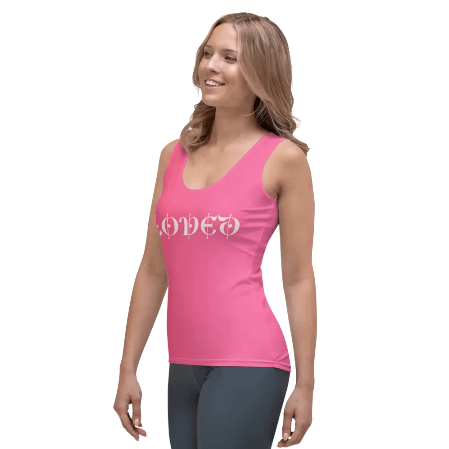 “Loved” Pink All-Over Tank product image (7)
