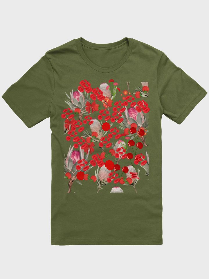Bold Red Botanical Pattern – Protea Flowers, Tomatoes & Abstract Elements product image (2)