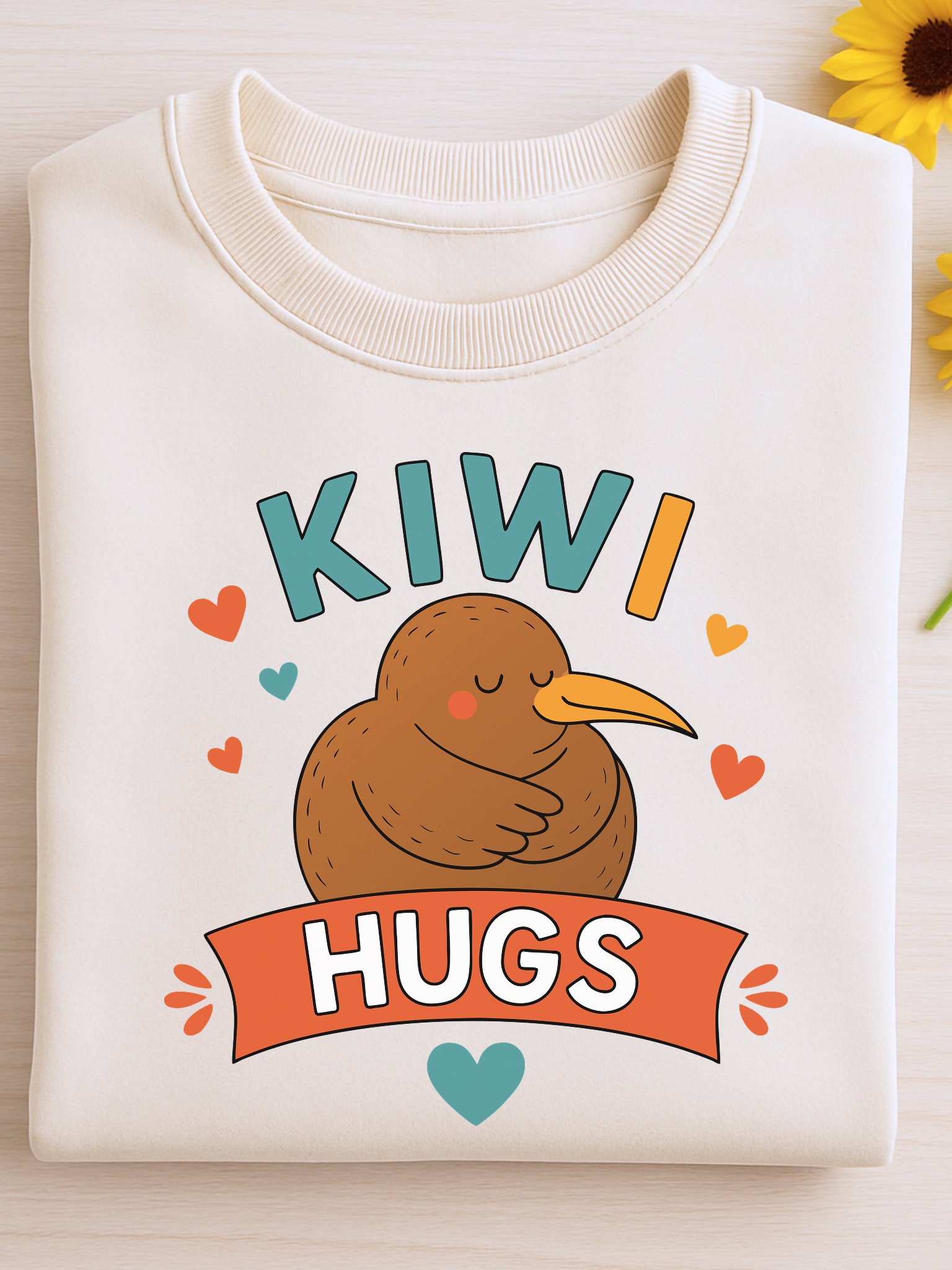 Kiwi Hugs – Cute New Zealand Bird Digital Print product image (1)