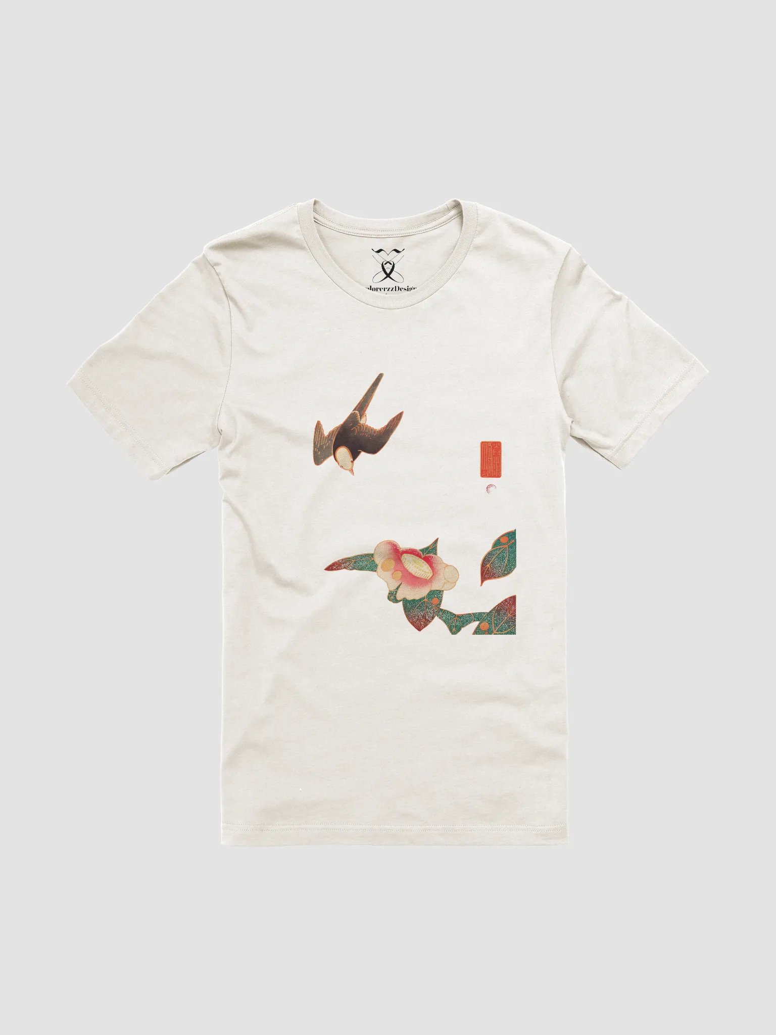 Swallow and Camellia Print Bella+Canvas Unisex Supersoft T-Shirt product image (1)