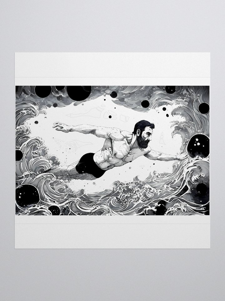 Monochrome Maritime Adventure: Black & White Waves Sticker product image (2)