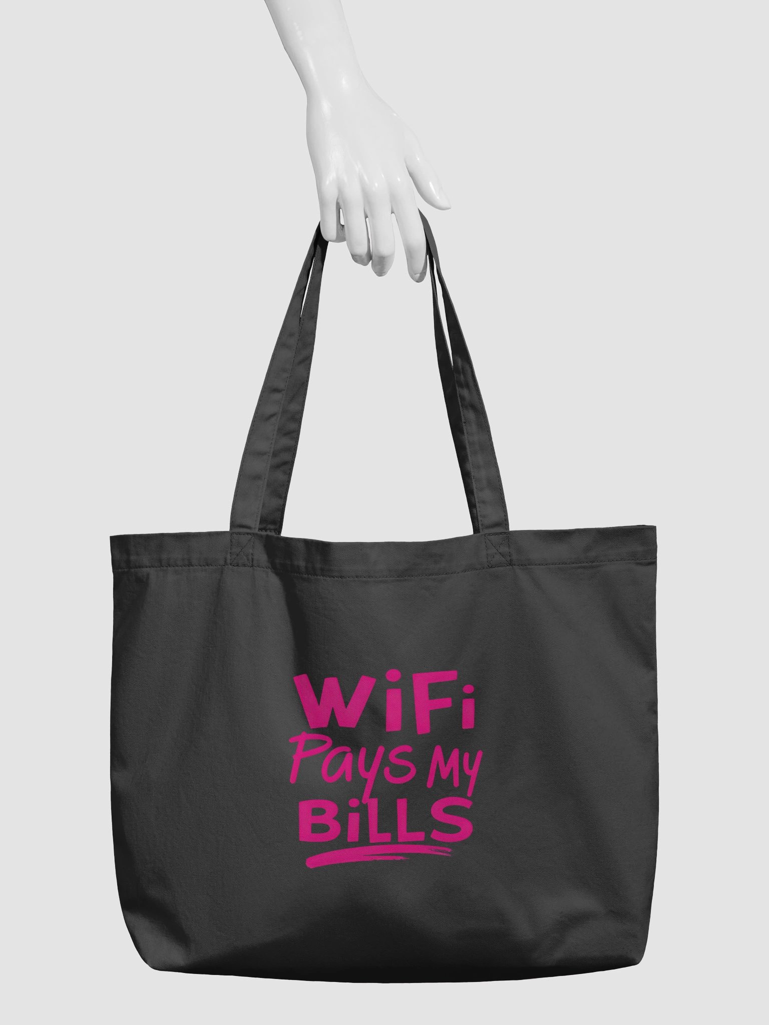 Organic Cotton Tote – Sustainable Grocery & Book Bag with “Wi-Fi Pays My Bills” Quote product image (6)