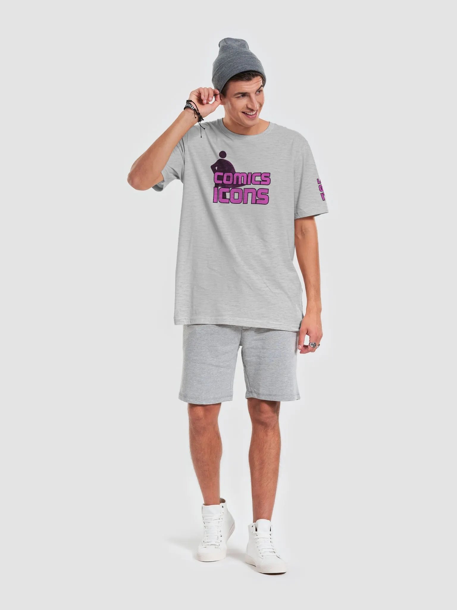 Comics Icons Pink On Black Logo Tee product image (6)
