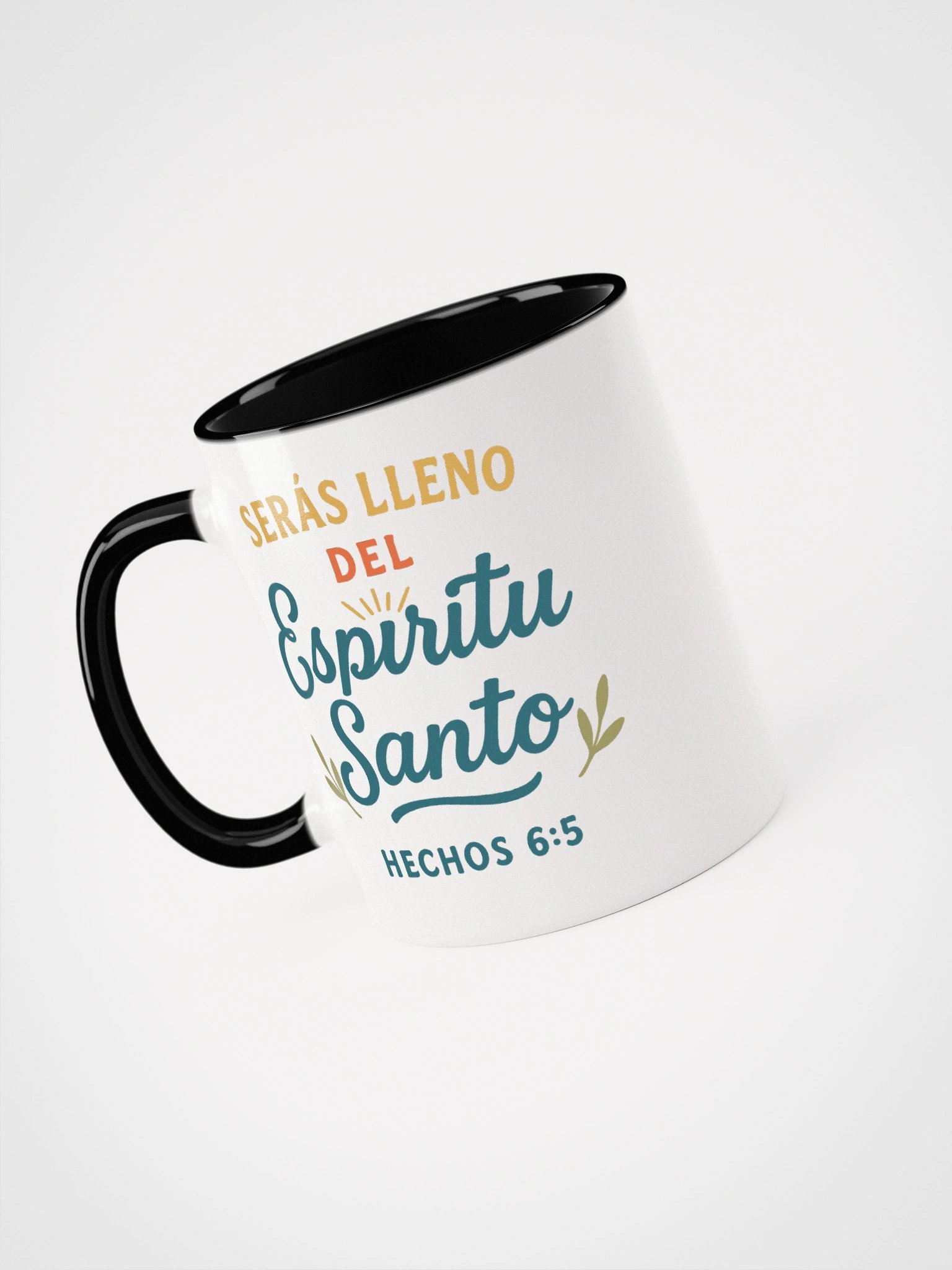 Color Accent Christian Mug – “Serás Lleno del Espíritu Santo” – Spanish Bible Verse product image (1)