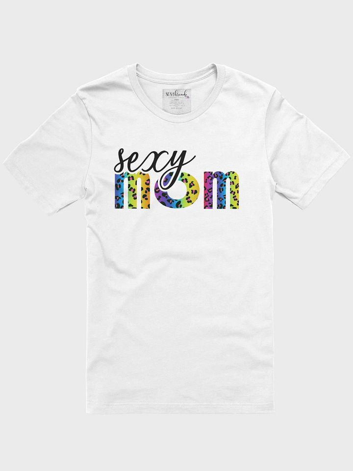 Sexy Mom T-Shirt; Black with Bright Rainbow Leopard Pattern product image (2)