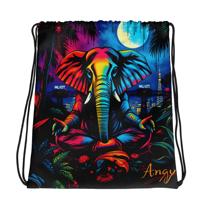 Psychedelic Elephant Drawstring Bag product image (1)